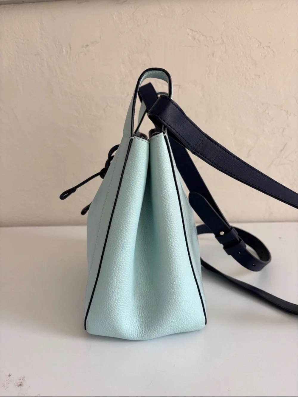 kate spade Mint and Black Leather‎ Drawstring Shoulder Bag
